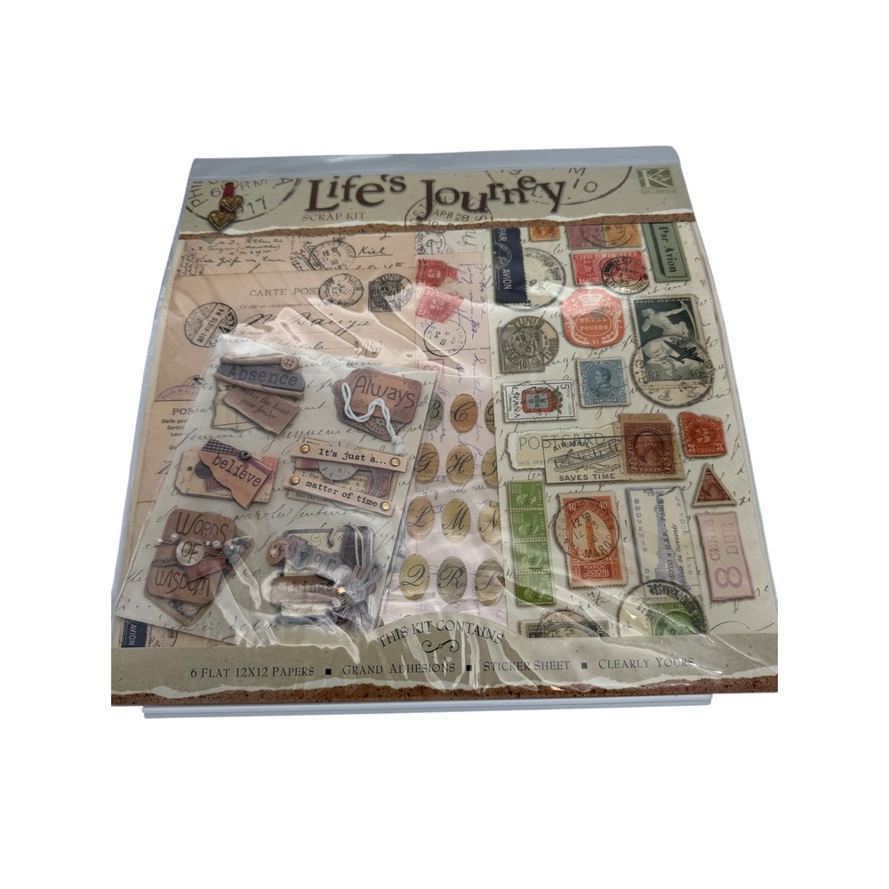 K&Company Life's Journey Scrap Kit Vintage Travel 12x12 Paper Stickers 9187‎ NEW